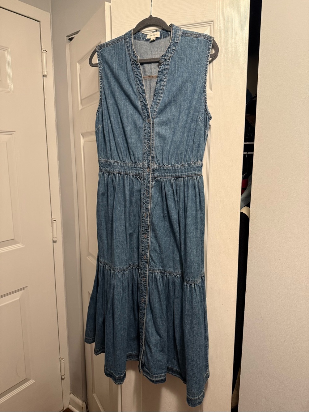 Denim Sleeveless Maxi Dress - Blue